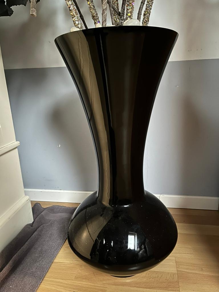Grote design vloervaas hoogglans zwart -modern en luxe-, Ophalen, Zo goed als nieuw, Zwart, Overige materialen