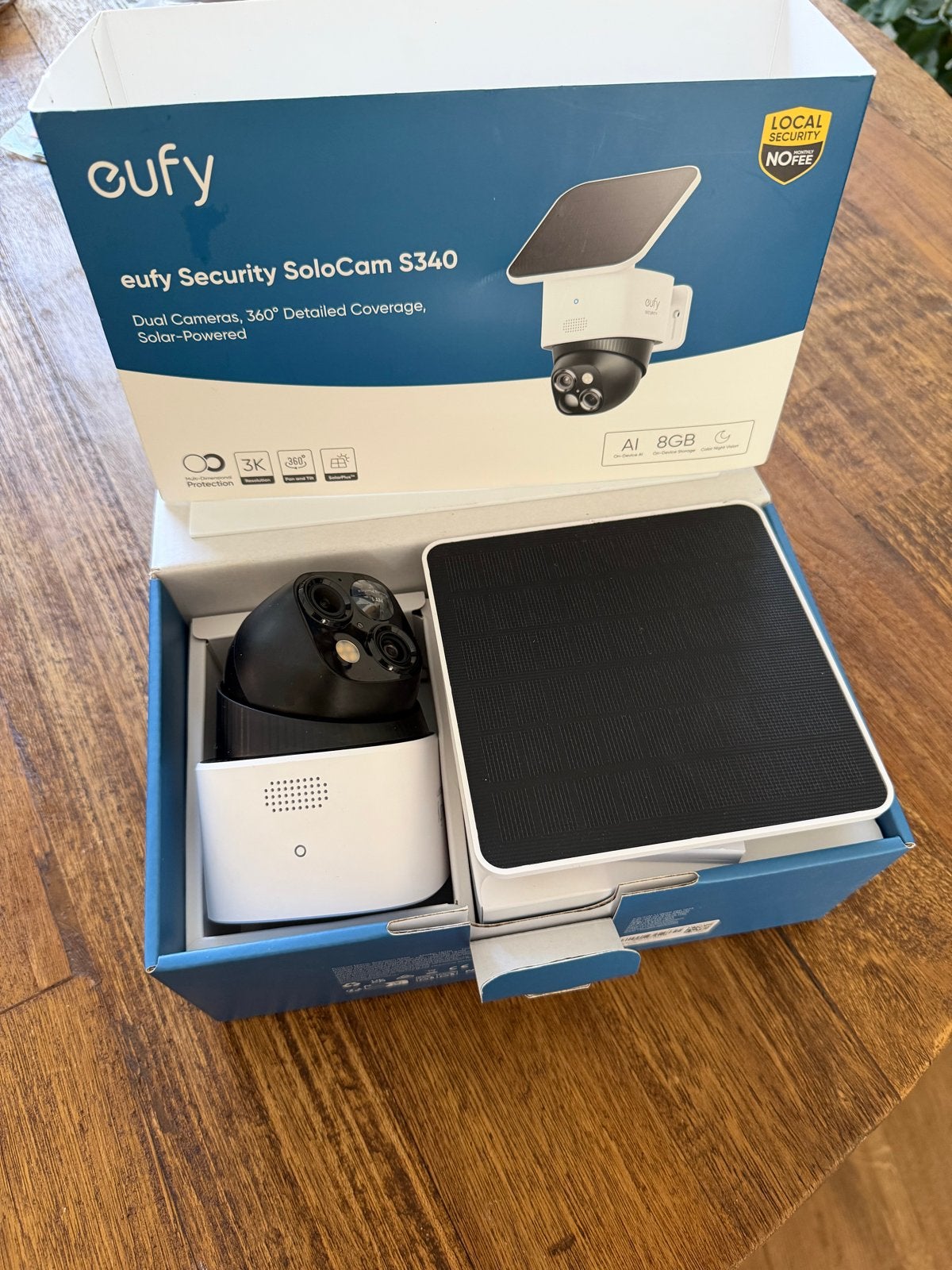 Eufy Security SoloCam S340 - Dual Camera, Solar-Powered, Ophalen of Verzenden, Zo goed als nieuw, Buitencamera