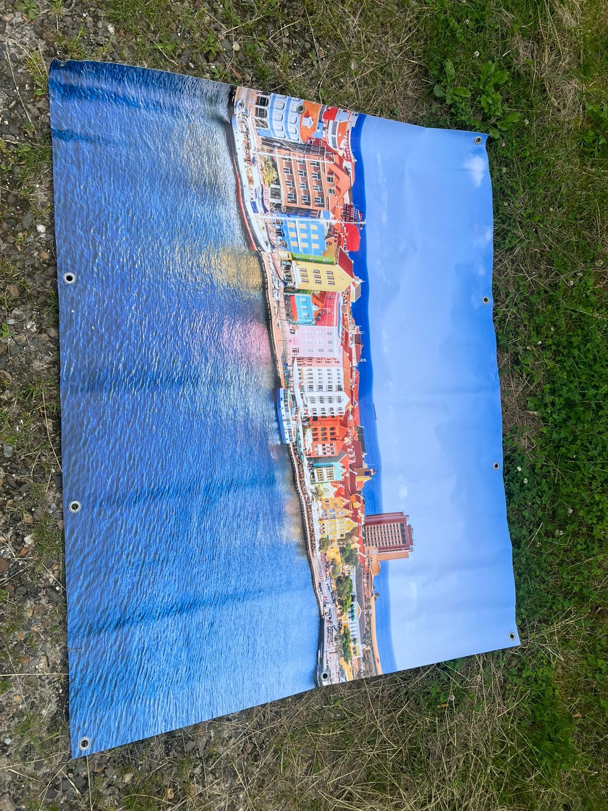Tuinposter zee / huizen xl €10,- afhaal, Ophalen, Zo goed als nieuw