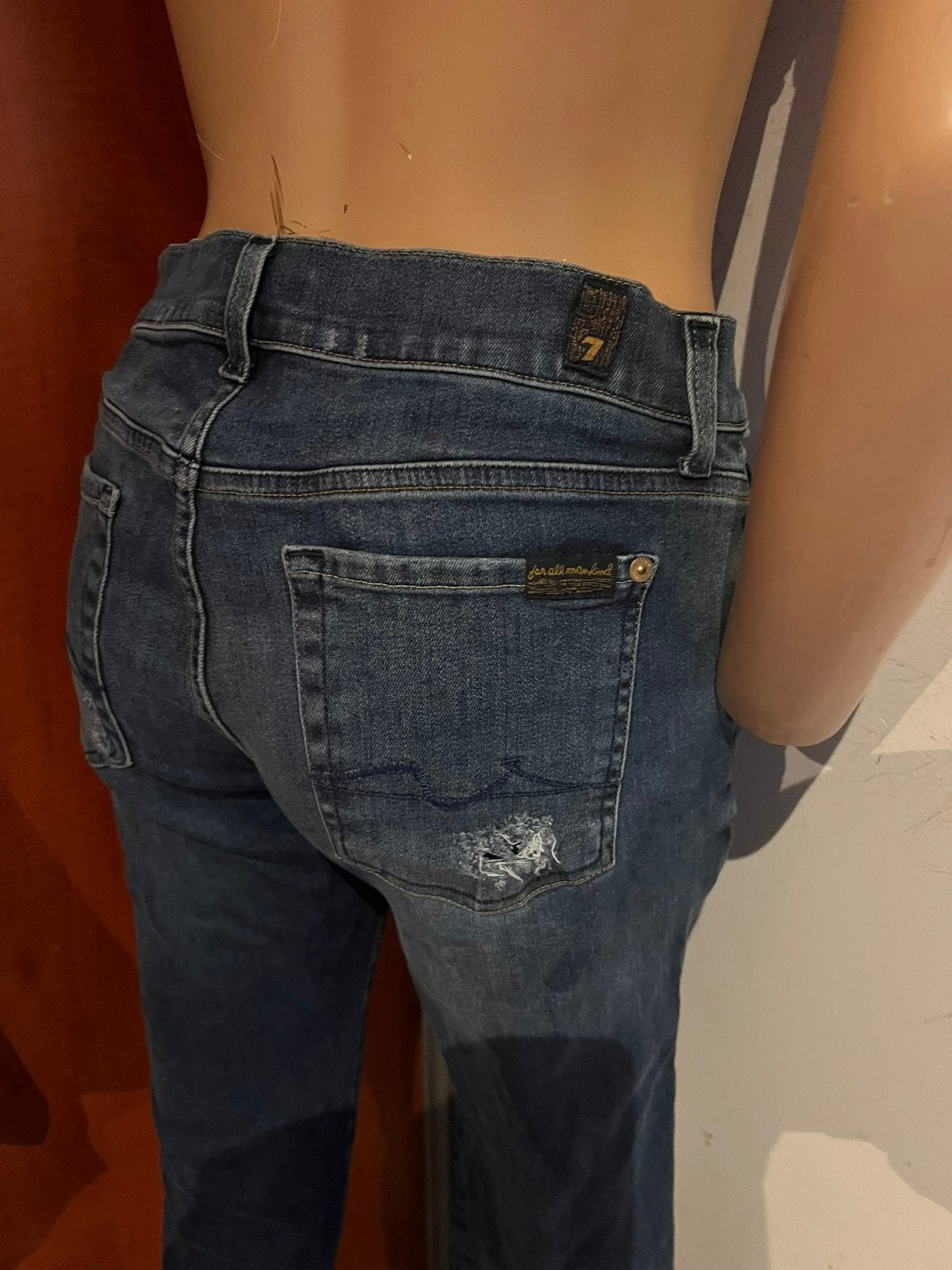 7 for all MANKIND spijkerbroek scheuren 26 origineel zgan, G, Blauw, G, Ophalen of Verzenden
