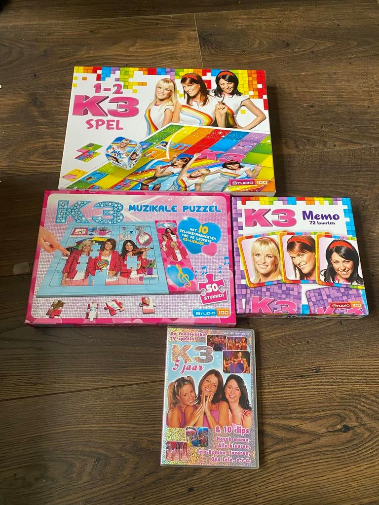 K3 Spel, Muzikale Puzzel, Memo en DVD - Complete Set, Ophalen of Verzenden, Gebruikt, Meisje