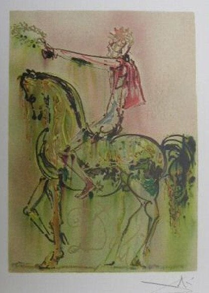 Salvador Dalí (1904) Lithografie " Cheval  Romain " Ges Gel, Gesigneerd in de plaat, Overige onderwerpen, Ophalen of Verzenden