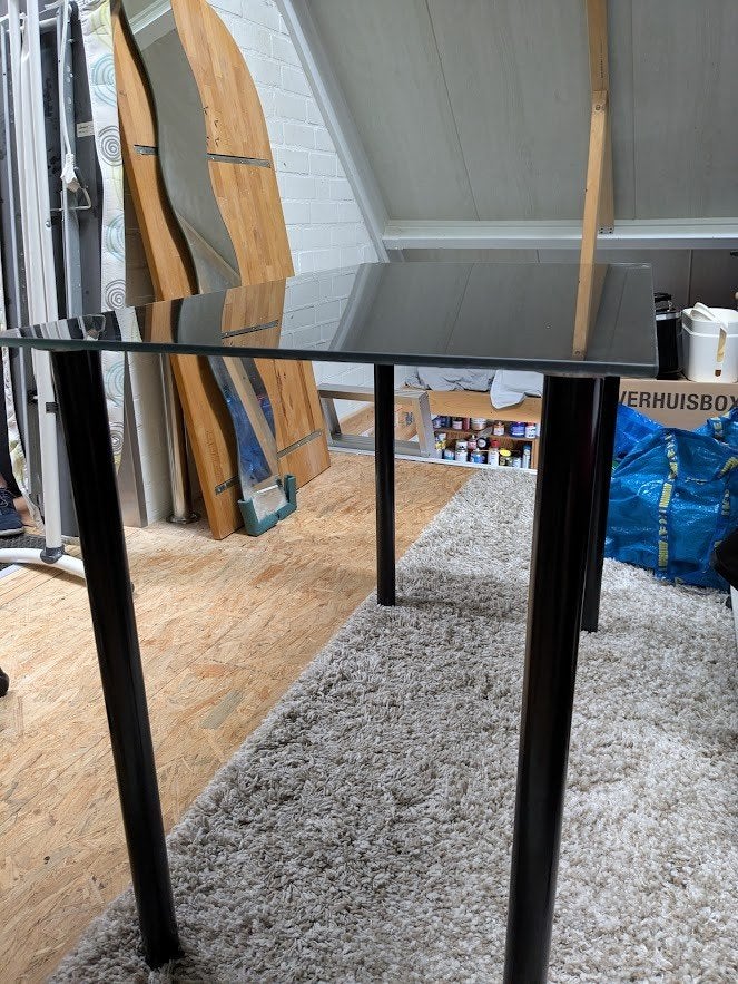 burootje van zwart glas (Ikea), Ophalen, Gebruikt, Glas, Zwart