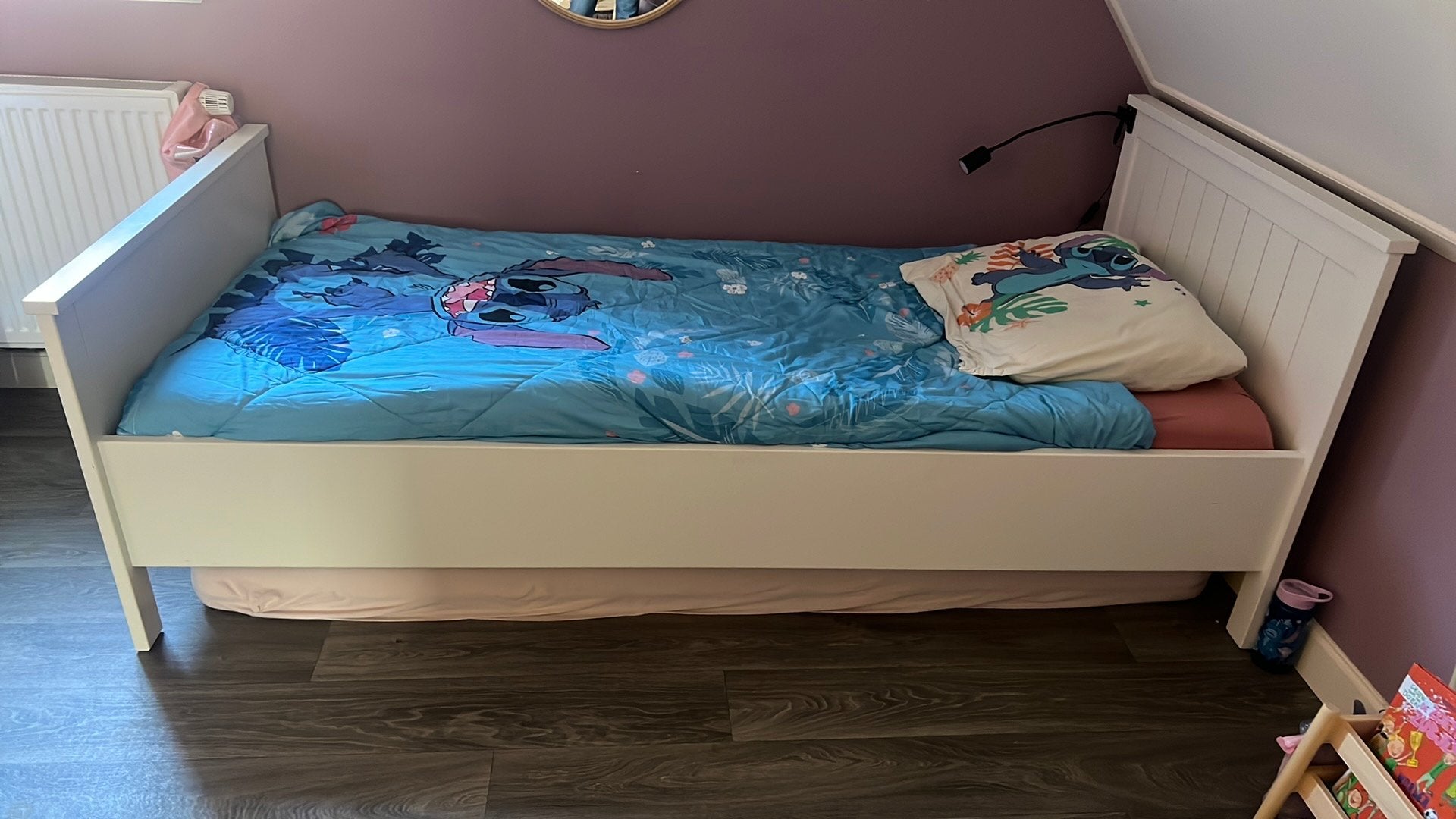 Eenpersoons bed wit 90x200, Ophalen, 85 tot 100 cm, Gebruikt, Lattenbodem