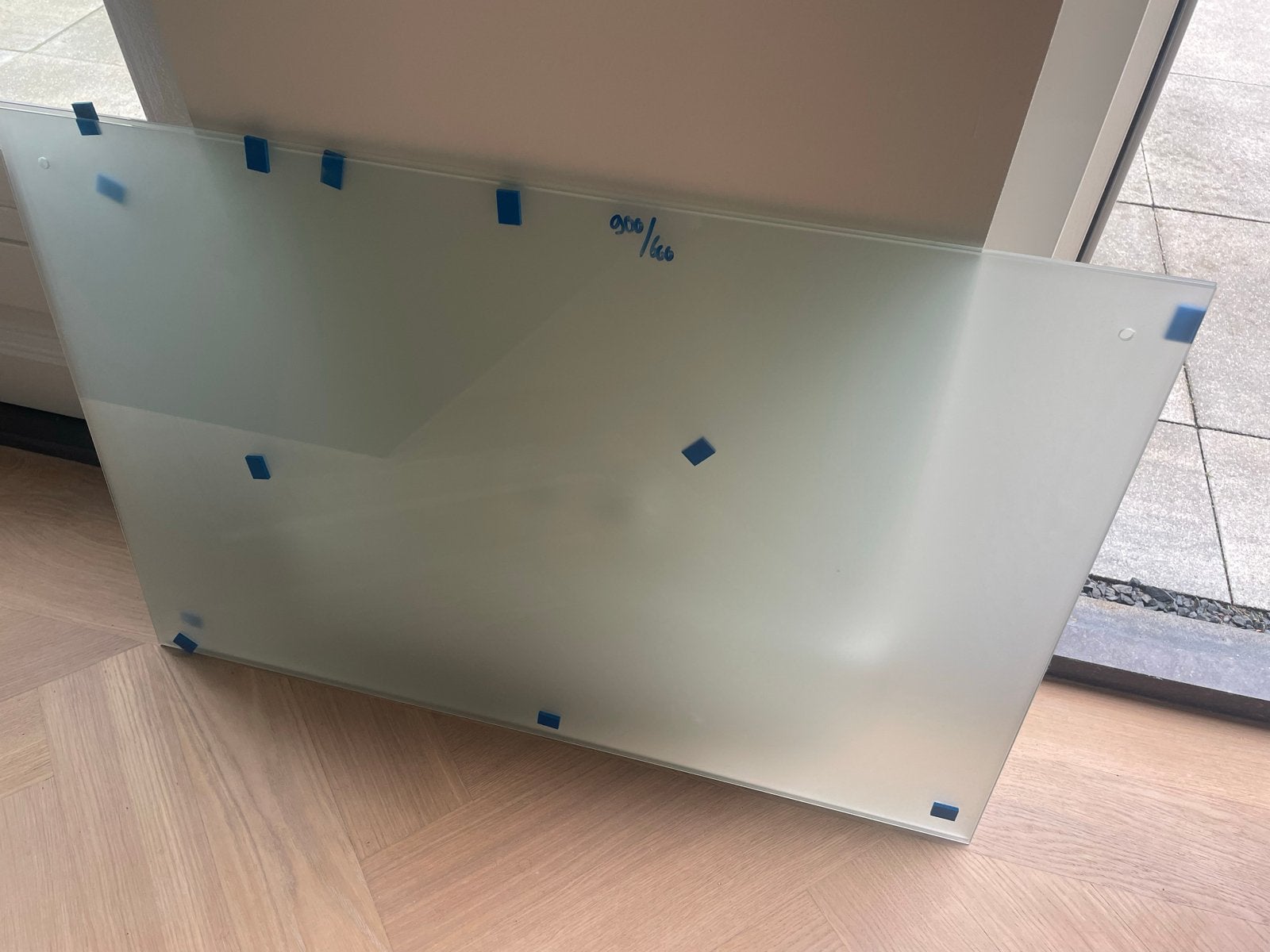 2 melkglas privacy glasplaten 90 x 60 cm met ophangogen, Ophalen, Minder dan 80 cm, 80 tot 120 cm, Nieuw