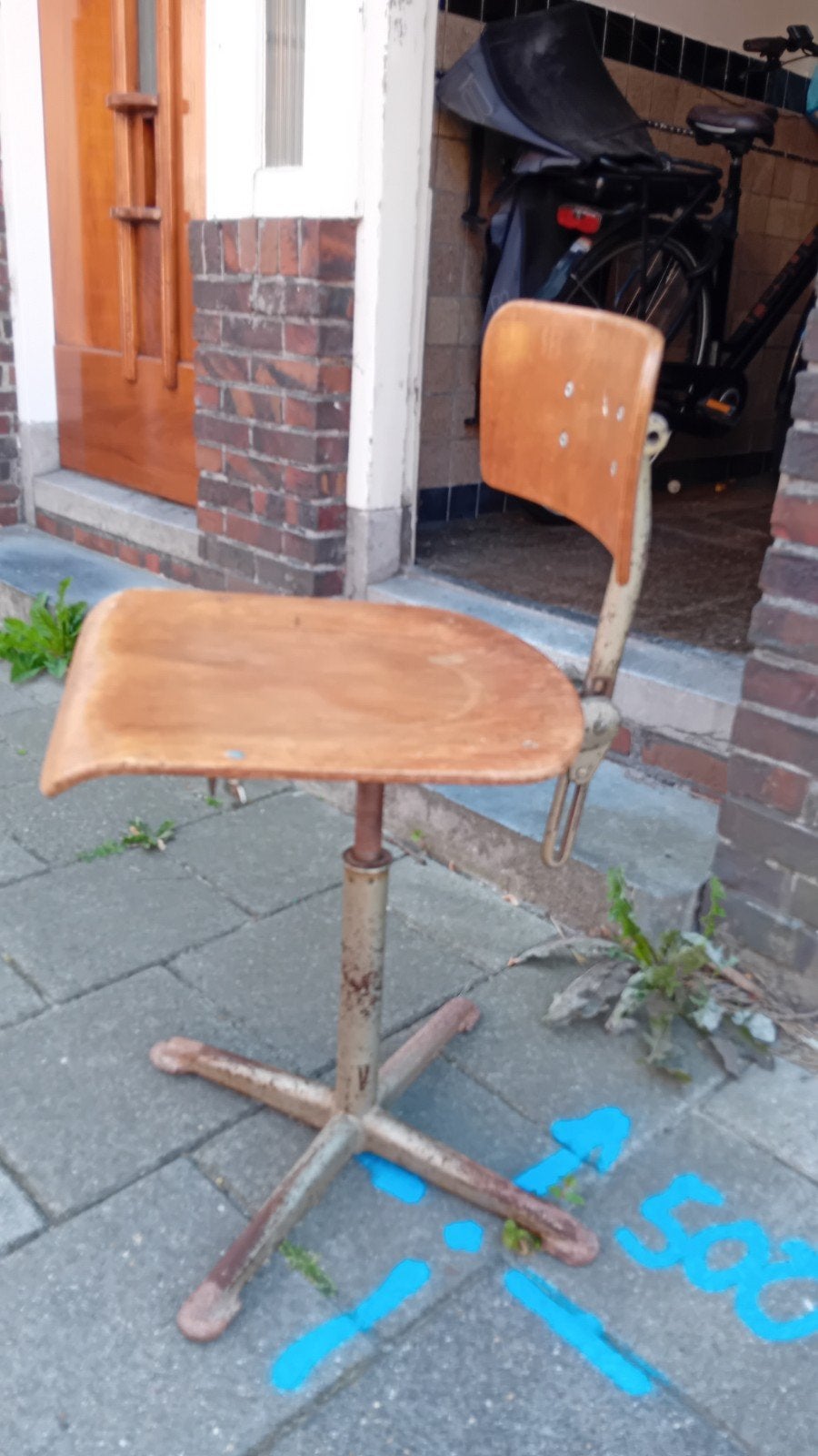 Vintage industriële kruk/stoel - Verstelbaar, Ophalen
