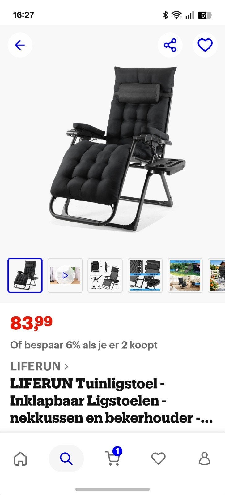 Ligstoel met kussen - Comfortabel & Verstelbaa, Ophalen, Nieuw, Metaal, Inklapbaar