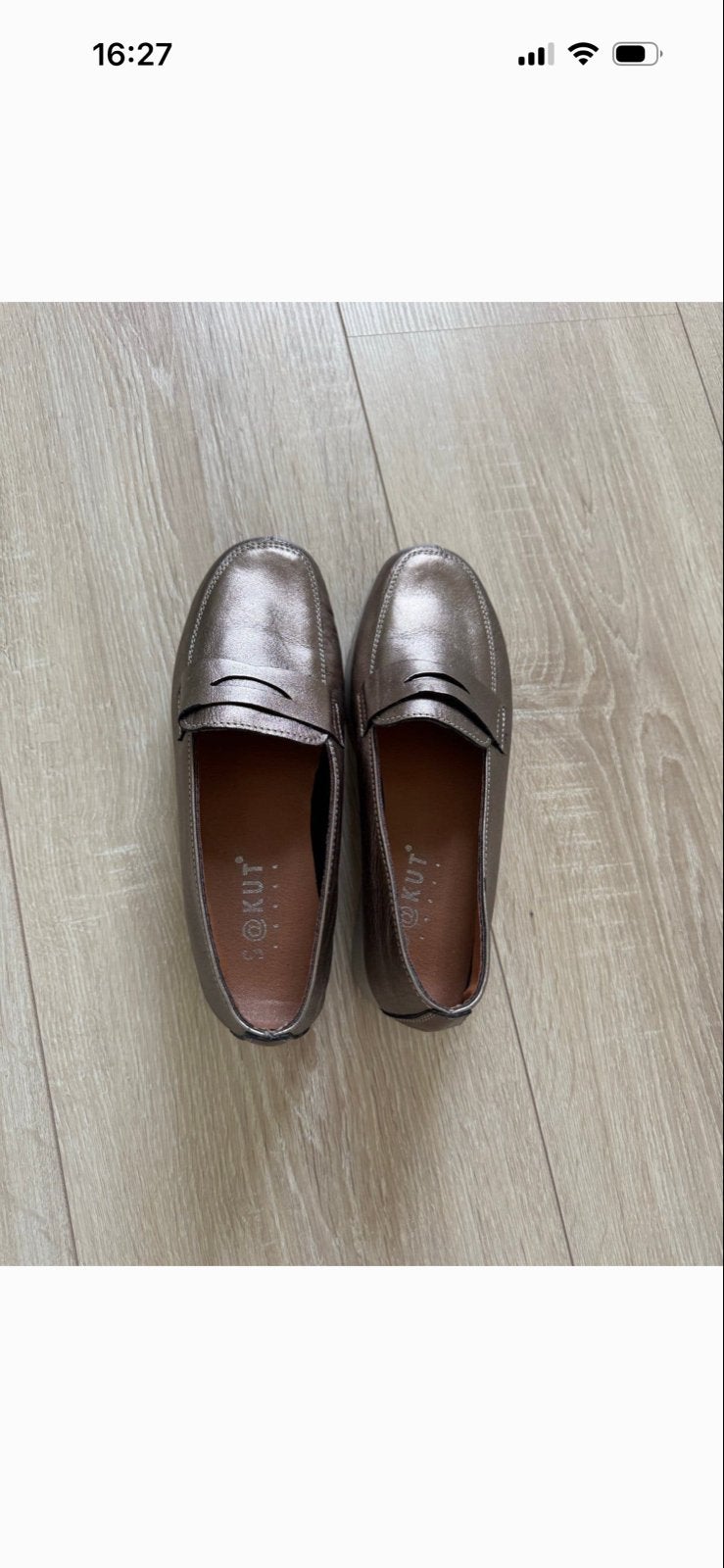Gouden mocassins, maat 39, nieuw, Ophalen of Verzenden, Nieuw, Overige kleuren, Espadrilles of Moccasins