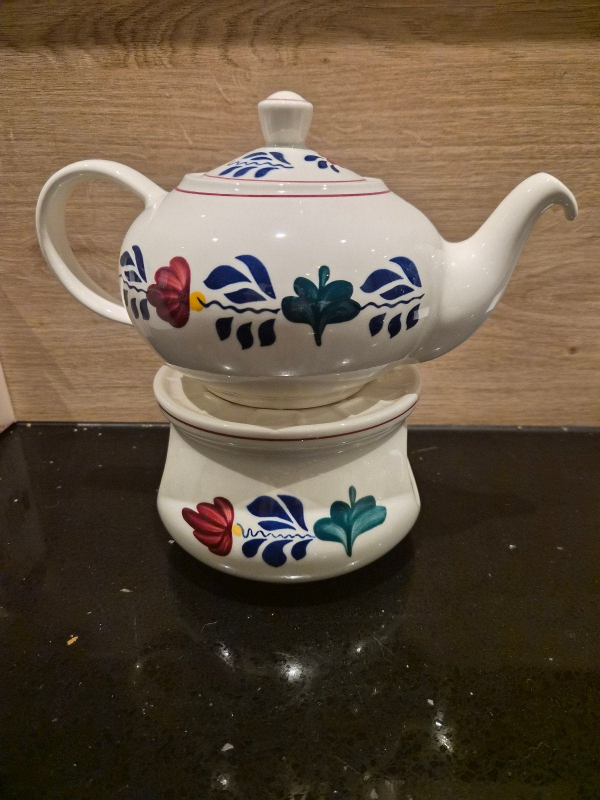 Boerenbont theepot + waxinelichthouder, Antiek en Kunst, Ophalen