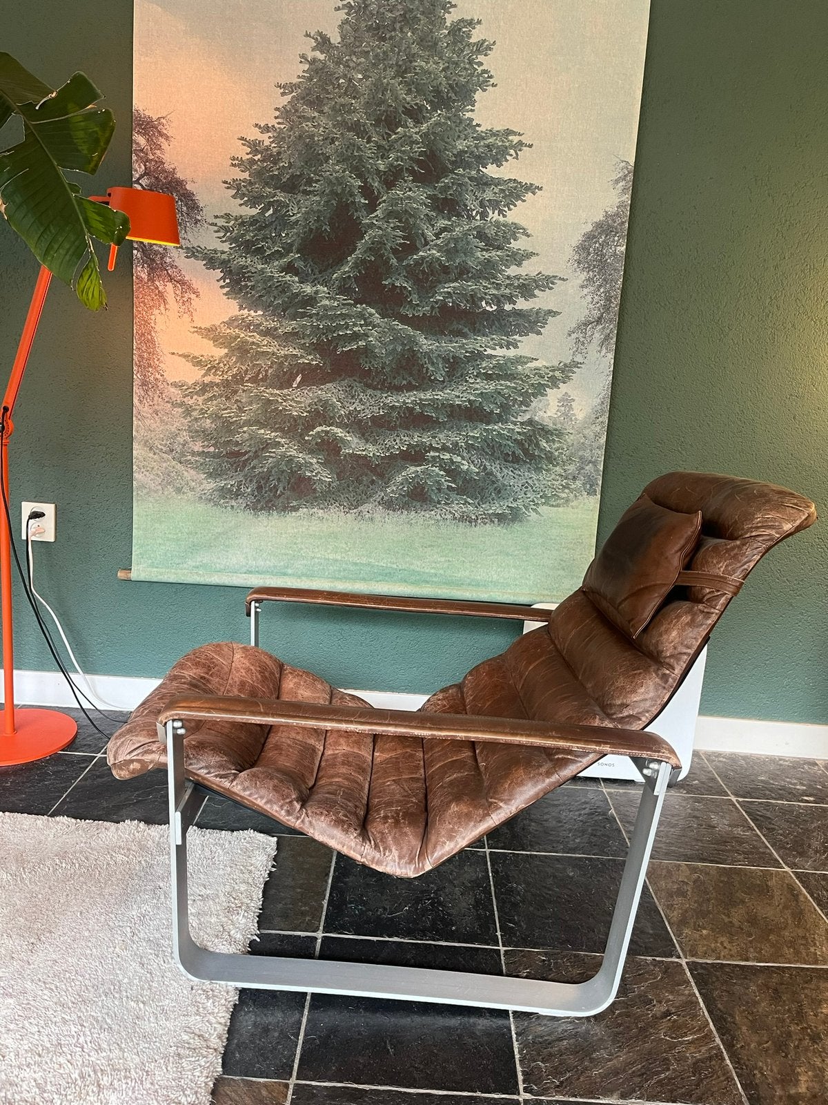 Fauteuil Pulkka Asko - Ilmari Lappalainen uit jaren 60, Gebruikt, Design retro vintage patina leer Norell Arne, Leer, Ophalen of Verzenden