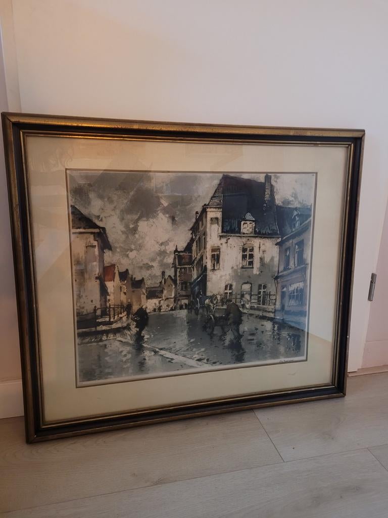 Stadsgezicht door Luigini, Antiek en Kunst, Ophalen of Verzenden