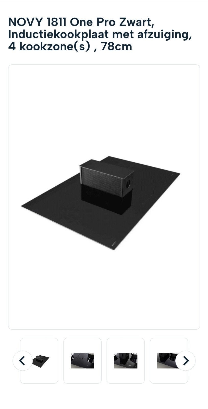 Novy 1811 Inductiekookplaat met afzuiging nieuw, Ophalen, Minder dan 85 cm, Nieuw, 4 kookzones