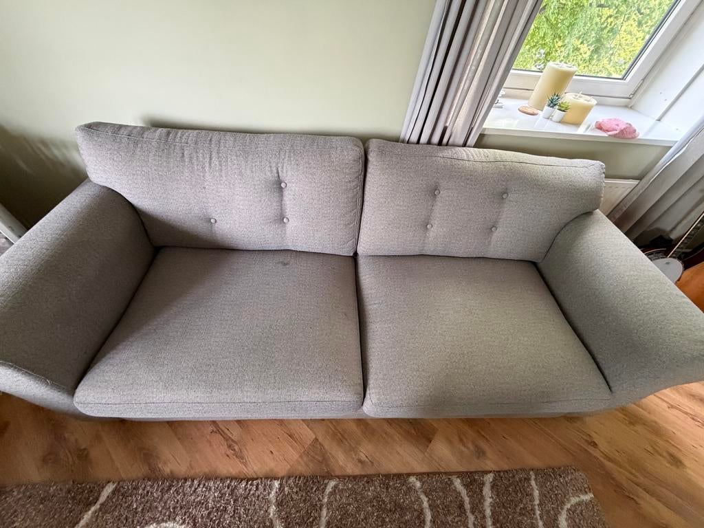Twee grijze banken, Huis en Inrichting, Ophalen, Gebruikt, 75 tot 100 cm, Rechte bank