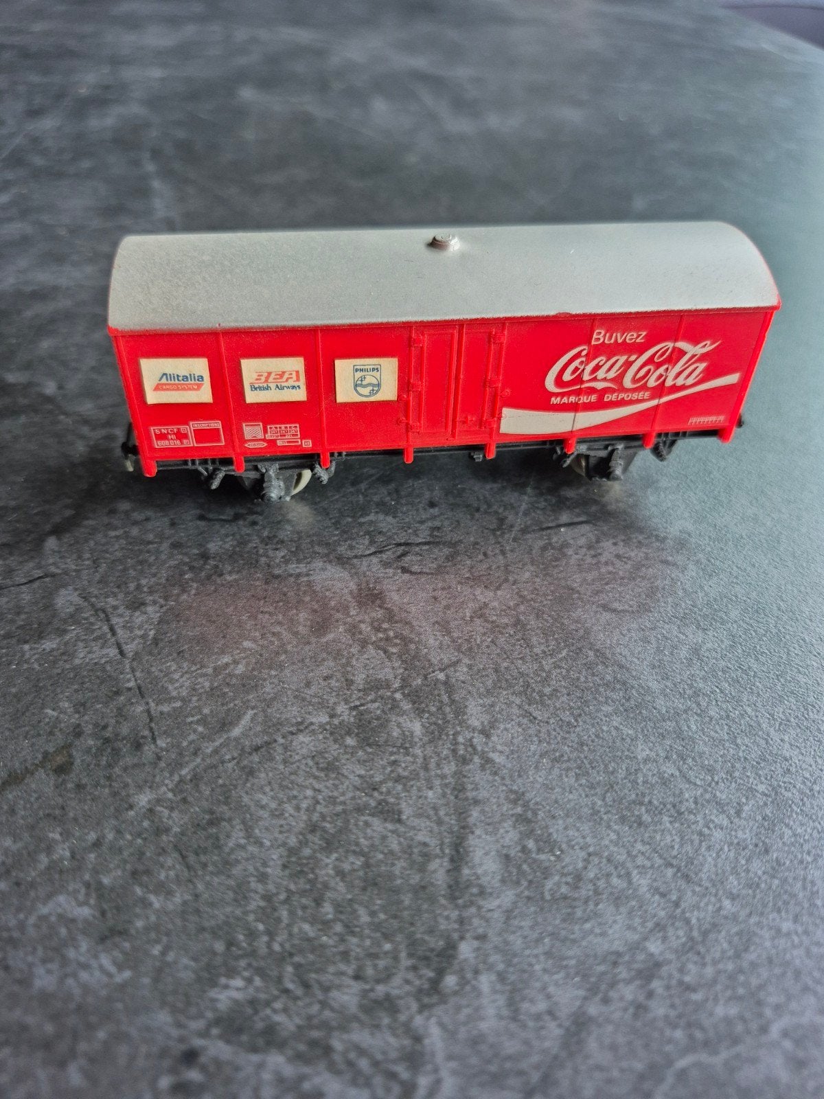 Rode Coca-Cola wagon met reclame opdruk, Gebruikt, Gelijkstroom, Jouef, Wagon