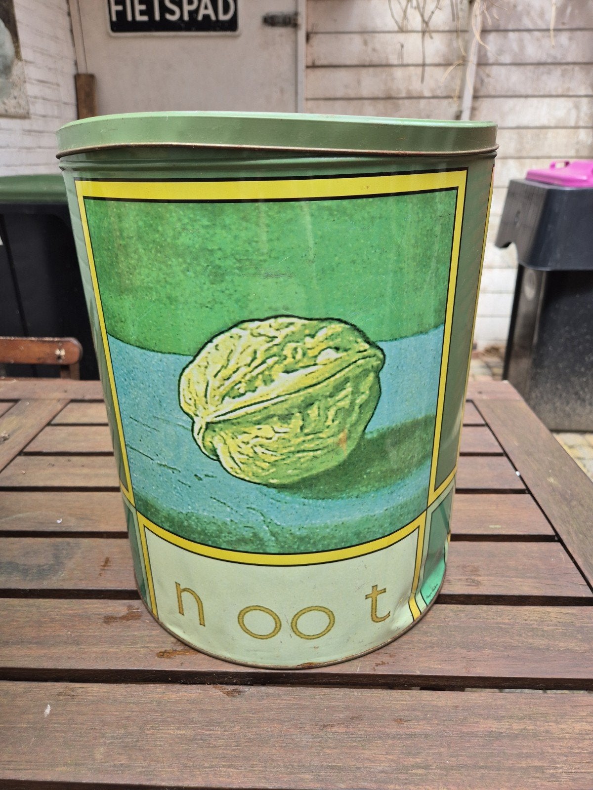 Grote Vintage Aap Noot Mies Opbergblik / Trommel, Ophalen of Verzenden, Gebruikt, Overige