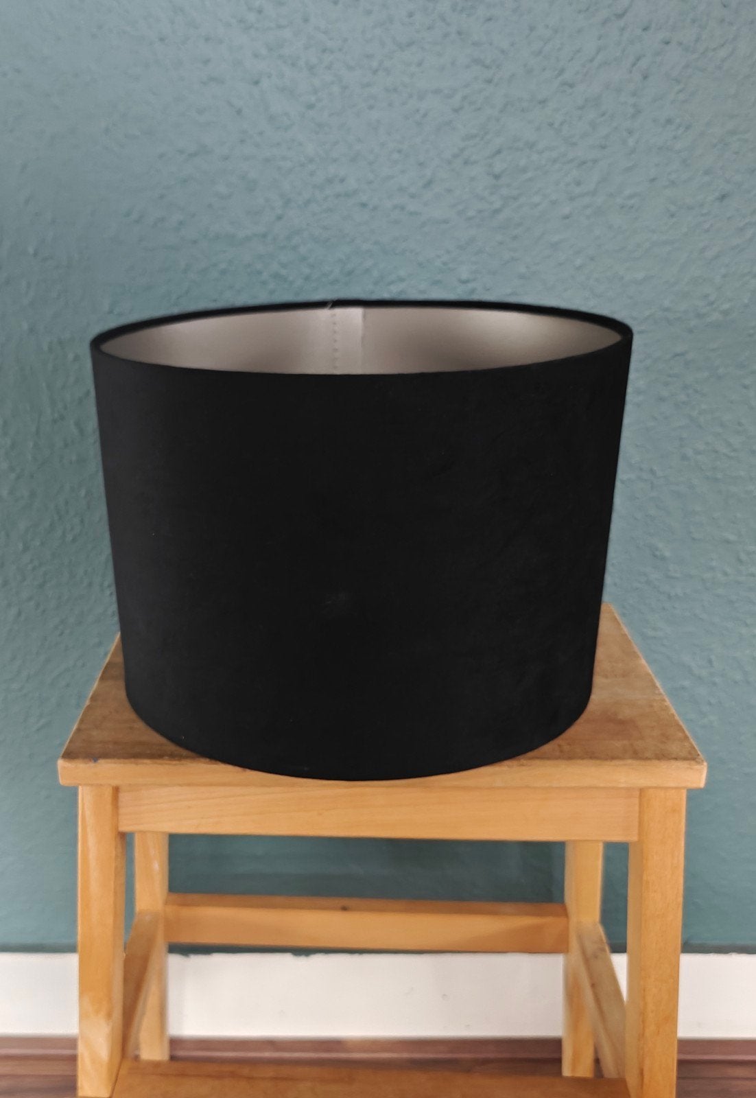 Stijlvolle set van 2 zwarte velvet lampenkappen, Hanglamp, Gebruikt, Zwart, Rond