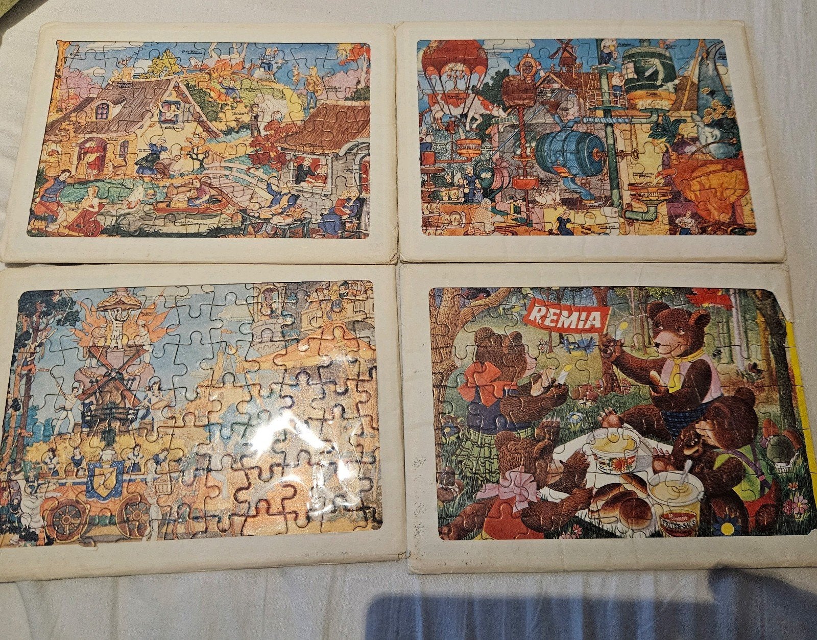 Set van 4 vintage Remia legpuzzels, 77 stukjes, ongebruikt, Ophalen of Verzenden, Zo goed als nieuw