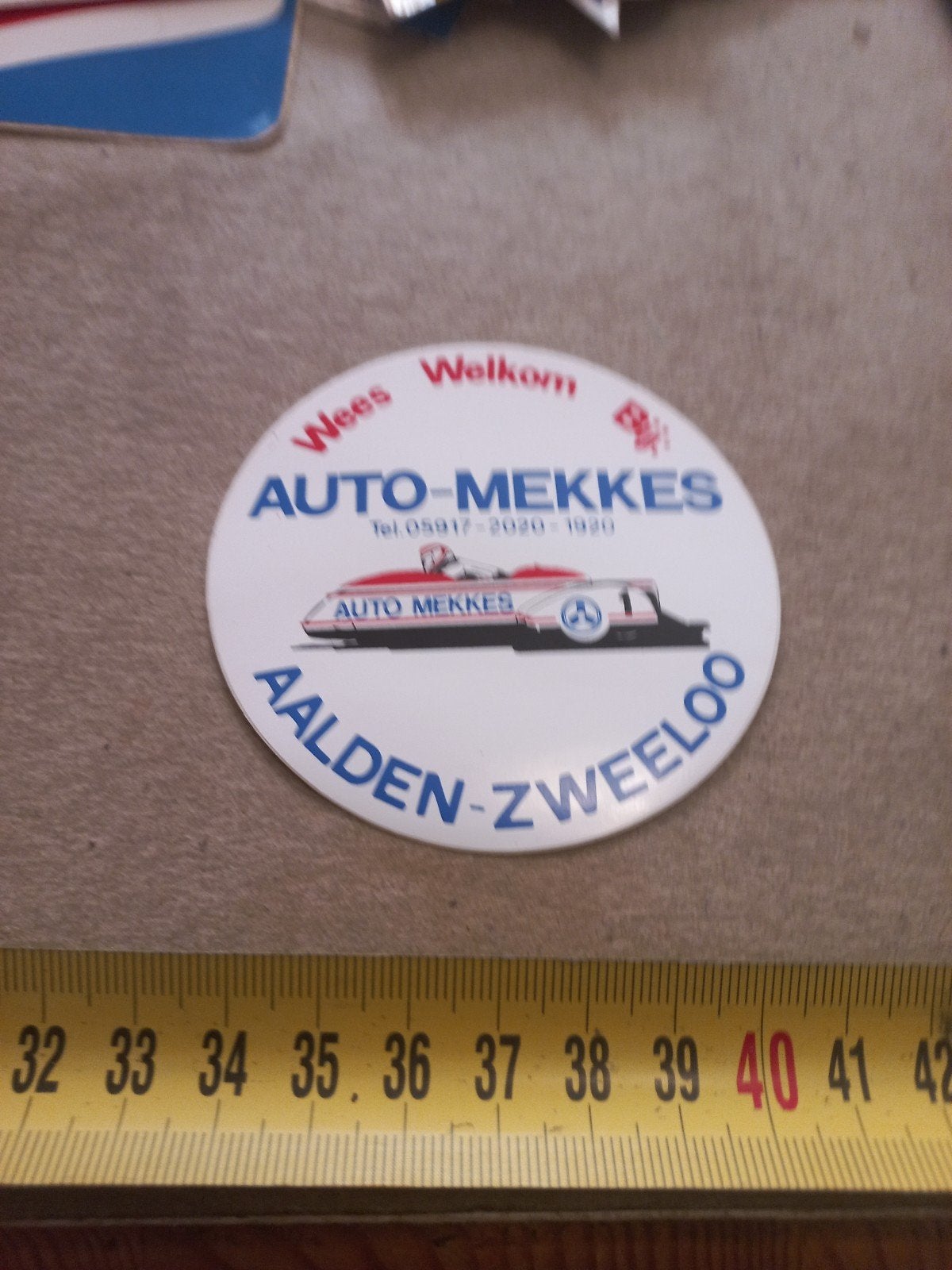 Vintage Auto-Mekkes Aalden-Zweeloo sticker, Ophalen of Verzenden