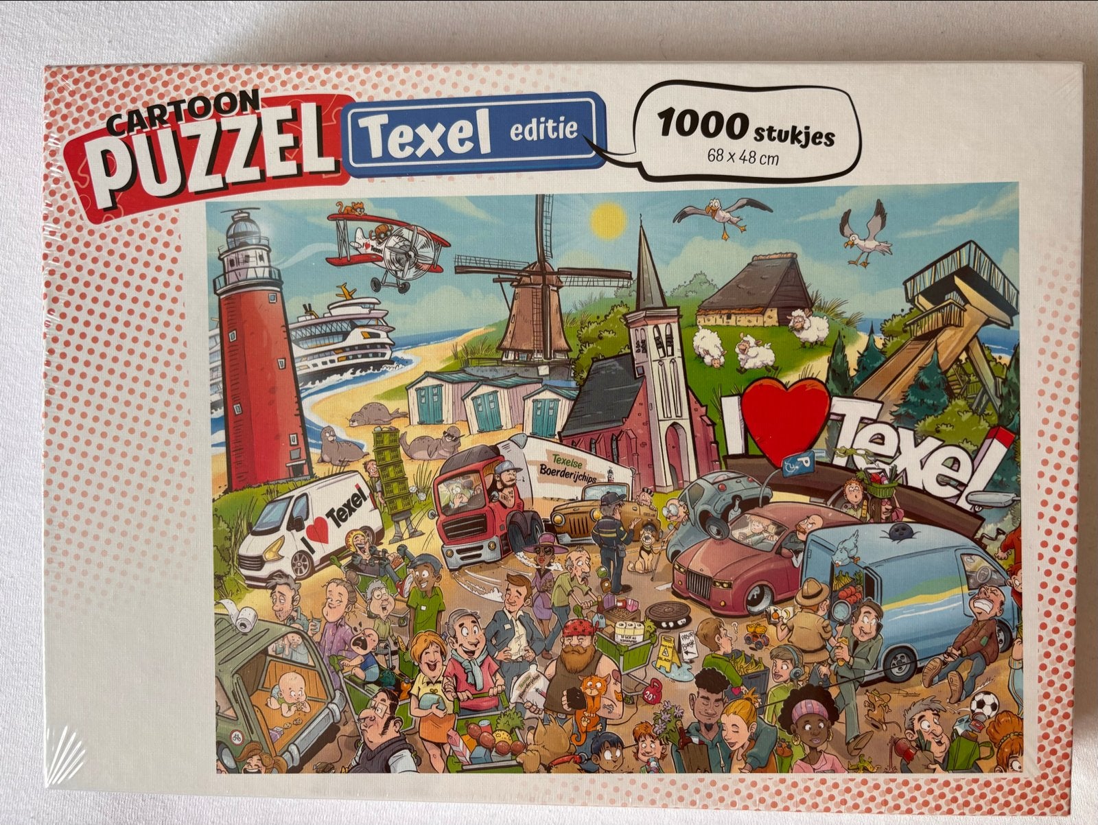Nieuwe Cartoon Puzzel Texel editie - 1000 stukjes, Ophalen of Verzenden, 500 t/m 1500 stukjes, Nieuw, Legpuzzel