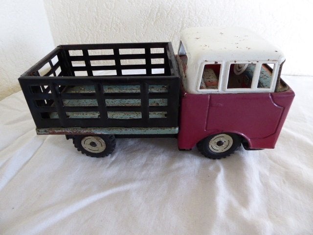 Blikken  Auto , Jeep vrachtwagen merk Bandai , made in Japan, Antiek en Kunst, Ophalen of Verzenden