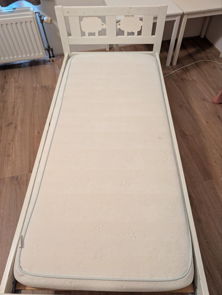 Wit kinderbed met schaapjes 70 x 160 cm Ikea, Ophalen, Gebruikt, Wit, 190 cm of minder