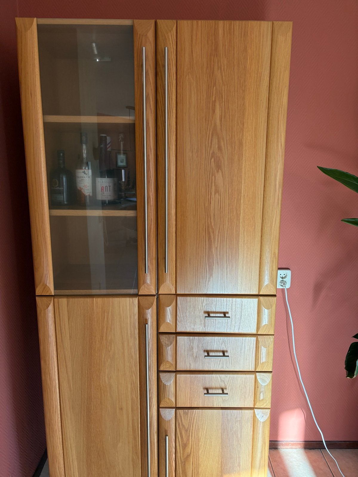 Houten kast met lades en vitrinekast, Ophalen, Gebruikt