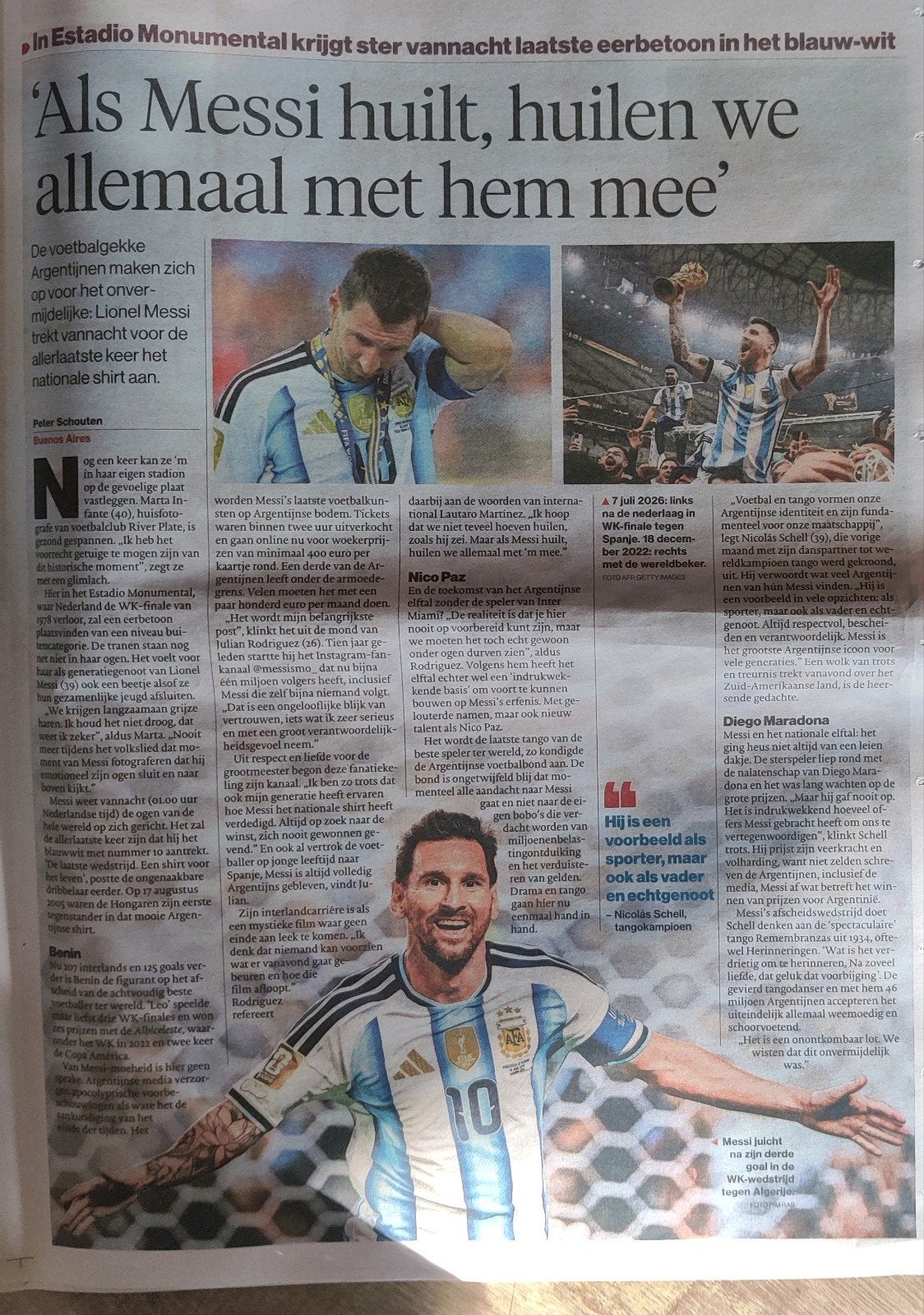 Messi laatste eerbetoon krantenartikel, Ophalen of Verzenden