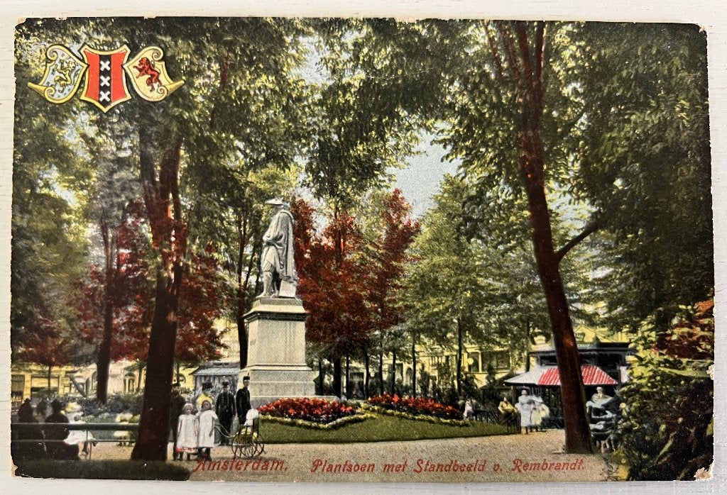 Oude Ansichtkaart  -  Amsterdam - Plantsoen met  Rembrandt, Ophalen of Verzenden, Voor 1920, Gelopen, Noord-Holland
