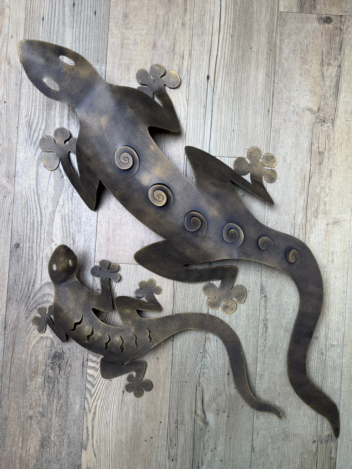 Gave gekko’s van brons geborsteld metaal voor kamer of tuin, Ophalen, Zo goed als nieuw