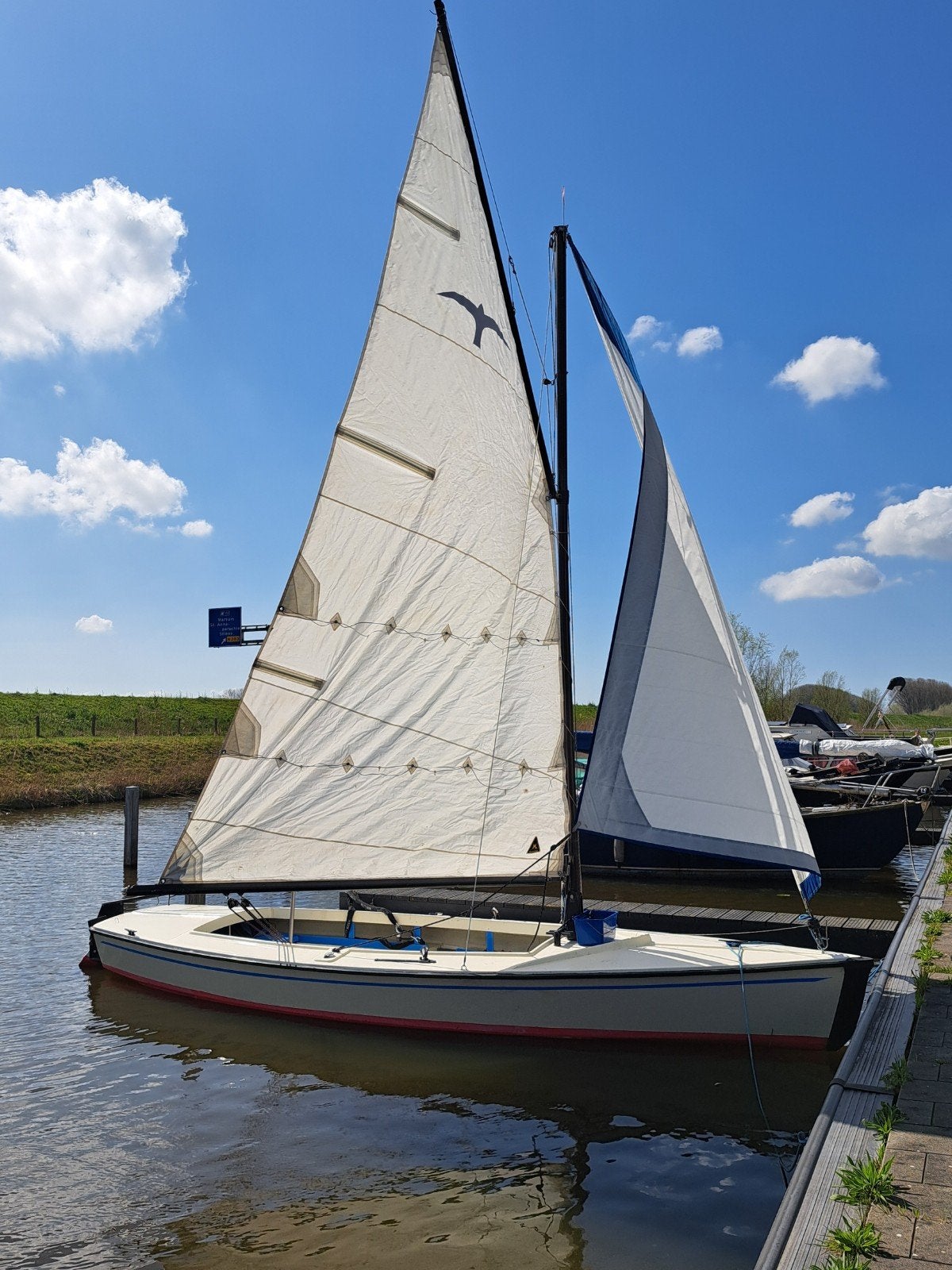 valk zeilklaar bbmotor rolfok  grootzeil maststrijkinricht., Watersport en Boten, Ophalen, Gebruikt, Elektrisch, Polyester