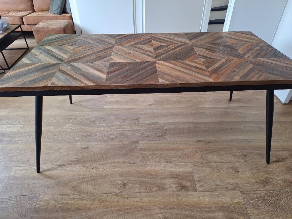 Eettafel Rhomy gerecycled teak - 180x90, Ophalen, Gebruikt, 50 tot 100 cm, Rechthoekig