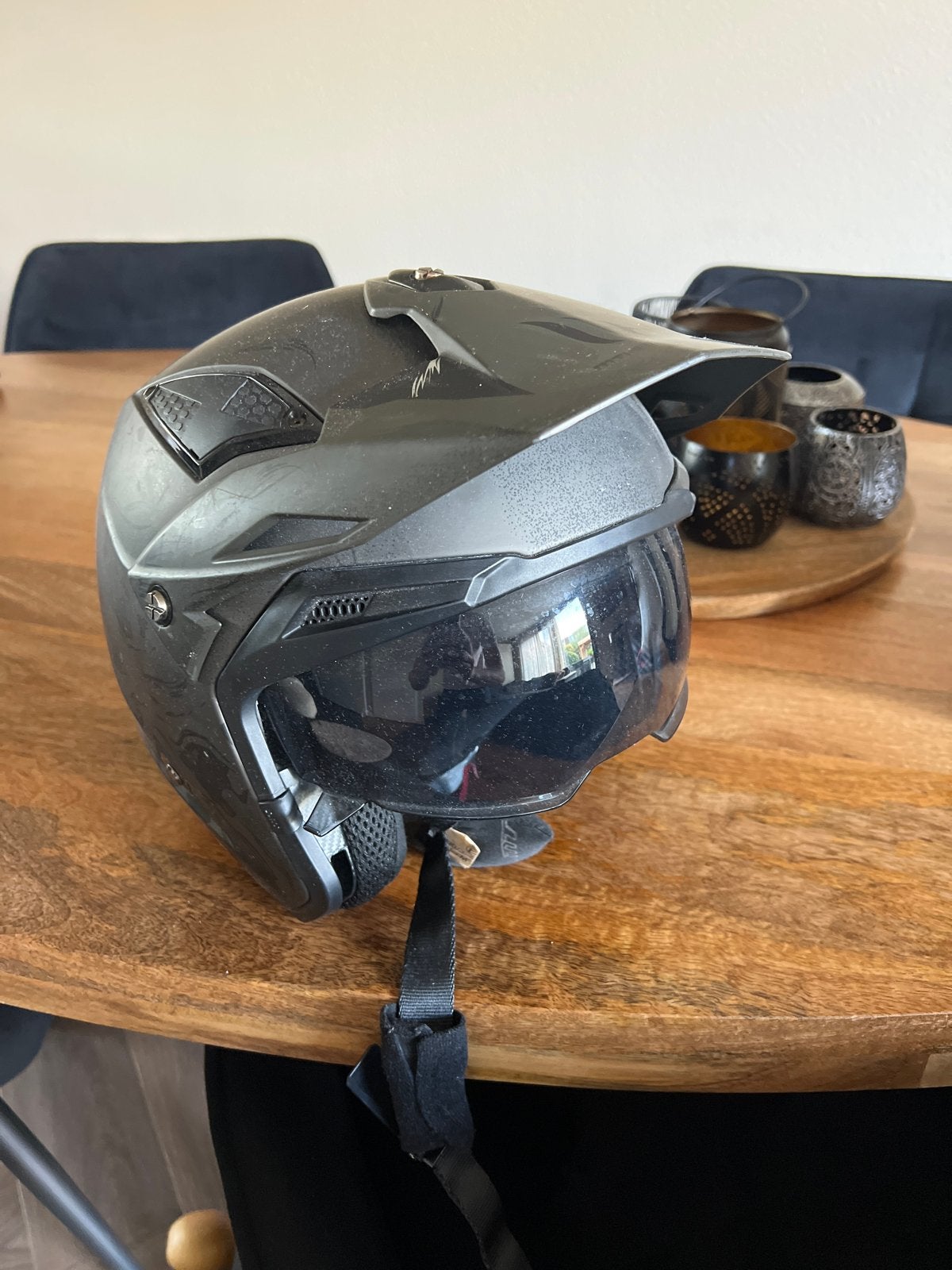 MT Helmets Darkness Offroadhelm - Zonder Kin Stuk, Motoren, Tweedehands, Ophalen, Overige merken, Heren