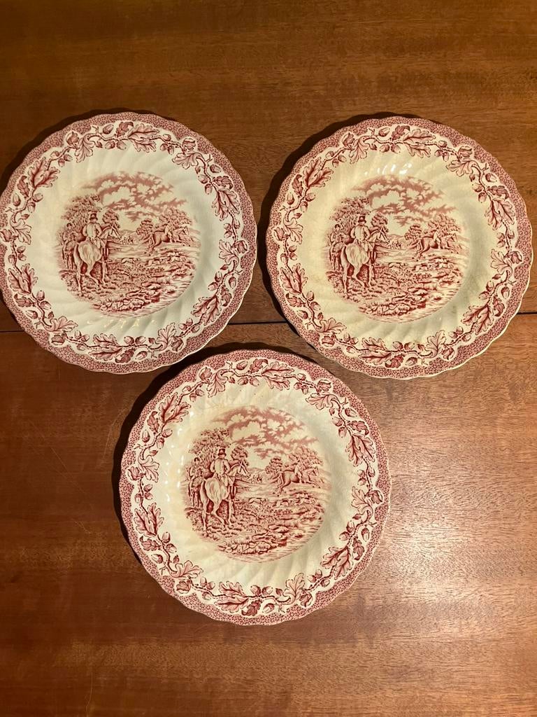 3 bordjes 20 cm Myotts Country Life Staffordshire England, Ophalen of Verzenden