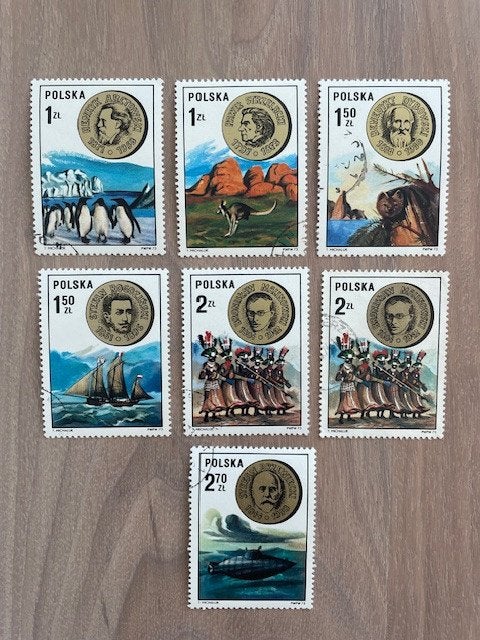 7x Wetenschappers en Onderzoekers 1973, Ophalen of Verzenden, Polen, Gestempeld