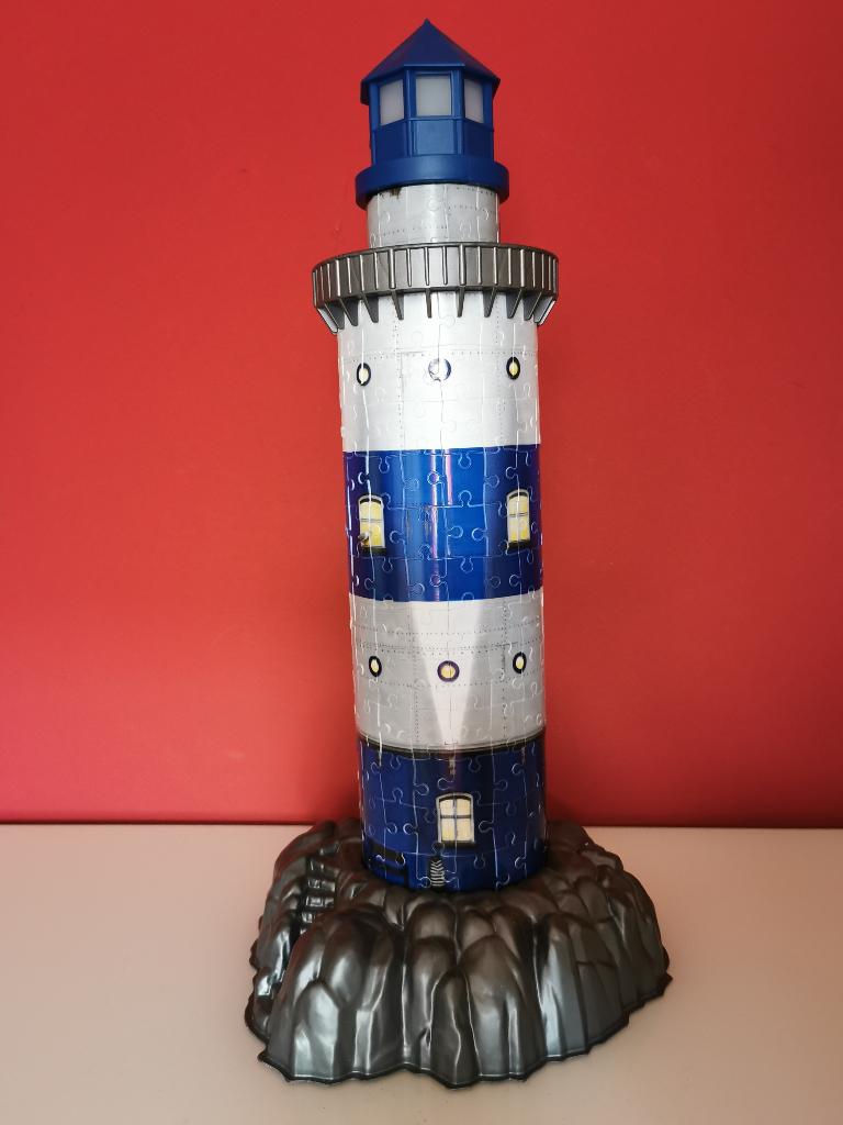 Ravensburger 3D puzzel: Vuurtoren blauw Night Edition – 216, Ophalen of Verzenden, Minder dan 500 stukjes, Zo goed als nieuw, Rubik's of 3D-puzzel