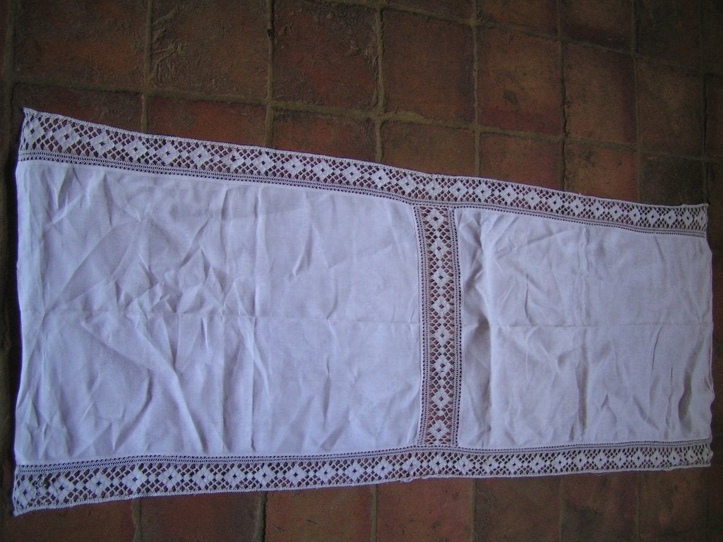 antiek tafelkleed van zijde damast nr EE 373, Ophalen of Verzenden