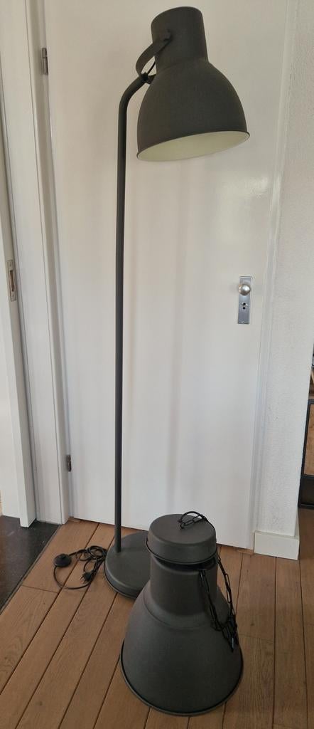 Ikea Hektar hang- en staande lamp, donkergrijs, Gebruikt, Industrieel, Modern, Ophalen of Verzenden, Metaal