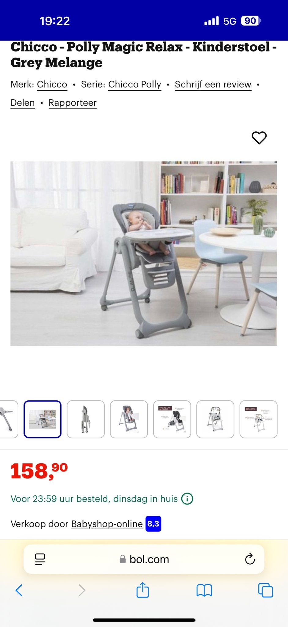 Chicco Polly Magic Relax Kinderstoel - Grey Melange, Kinderen en Baby's, Ophalen, Zo goed als nieuw, Overige typen, Afneembaar eetblad