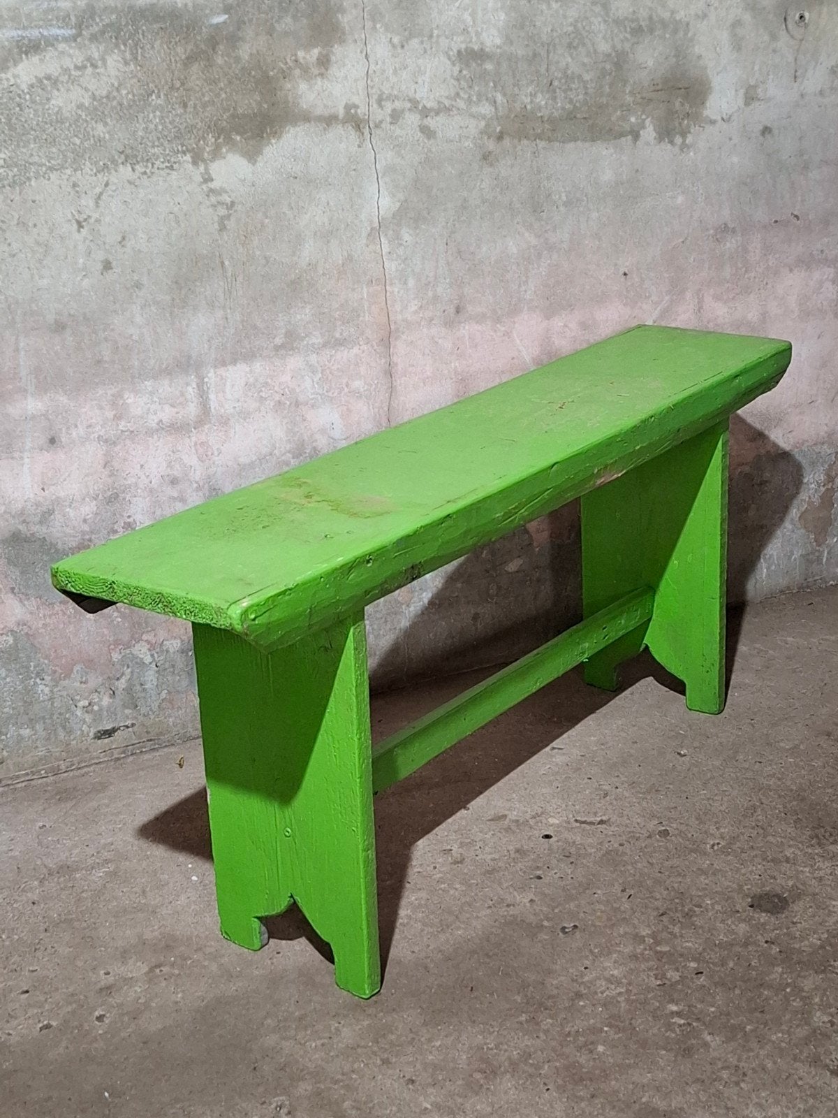 Oude vintage brocante sobere bankje groen, T, Ophalen of Verzenden, N, Hout