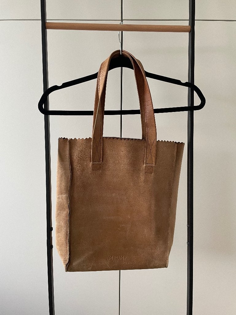 Myomy paperbag groot, Ophalen of Verzenden, Gebruikt, Bruin, Handtas