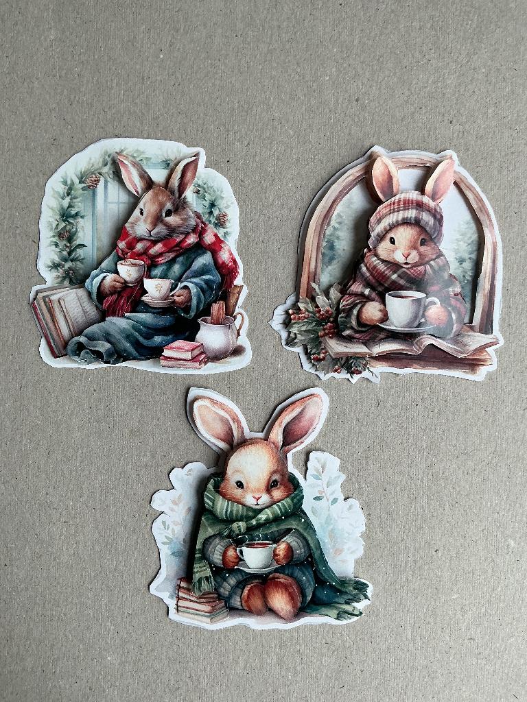 Setje 3 geknipte en geplakte 3D plaatjes (bunny), Ophalen of Verzenden, Nieuw, Overige thema's, Overige typen