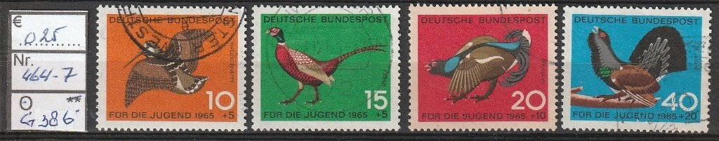 Bund Gevederd Wild Michel 464-7 Nr.G386g, Verzenden, BRD, Gestempeld