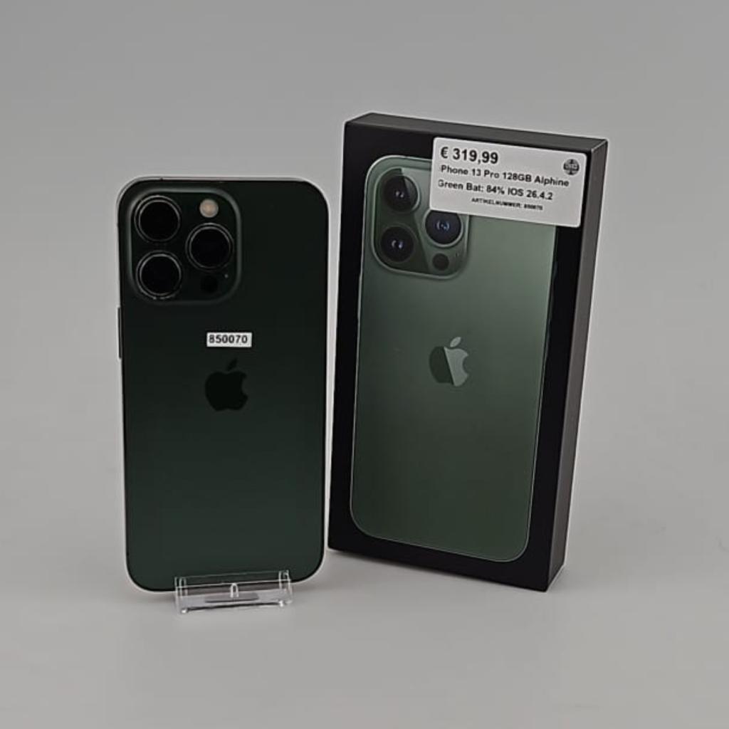 iPhone 13 Pro 128GB Alphine Green Bat: 84% IOS 26.4.2, Apple, Gebruikt, Support@apple.com, One Apple Park Way
Cupertino, CA 95014
United States