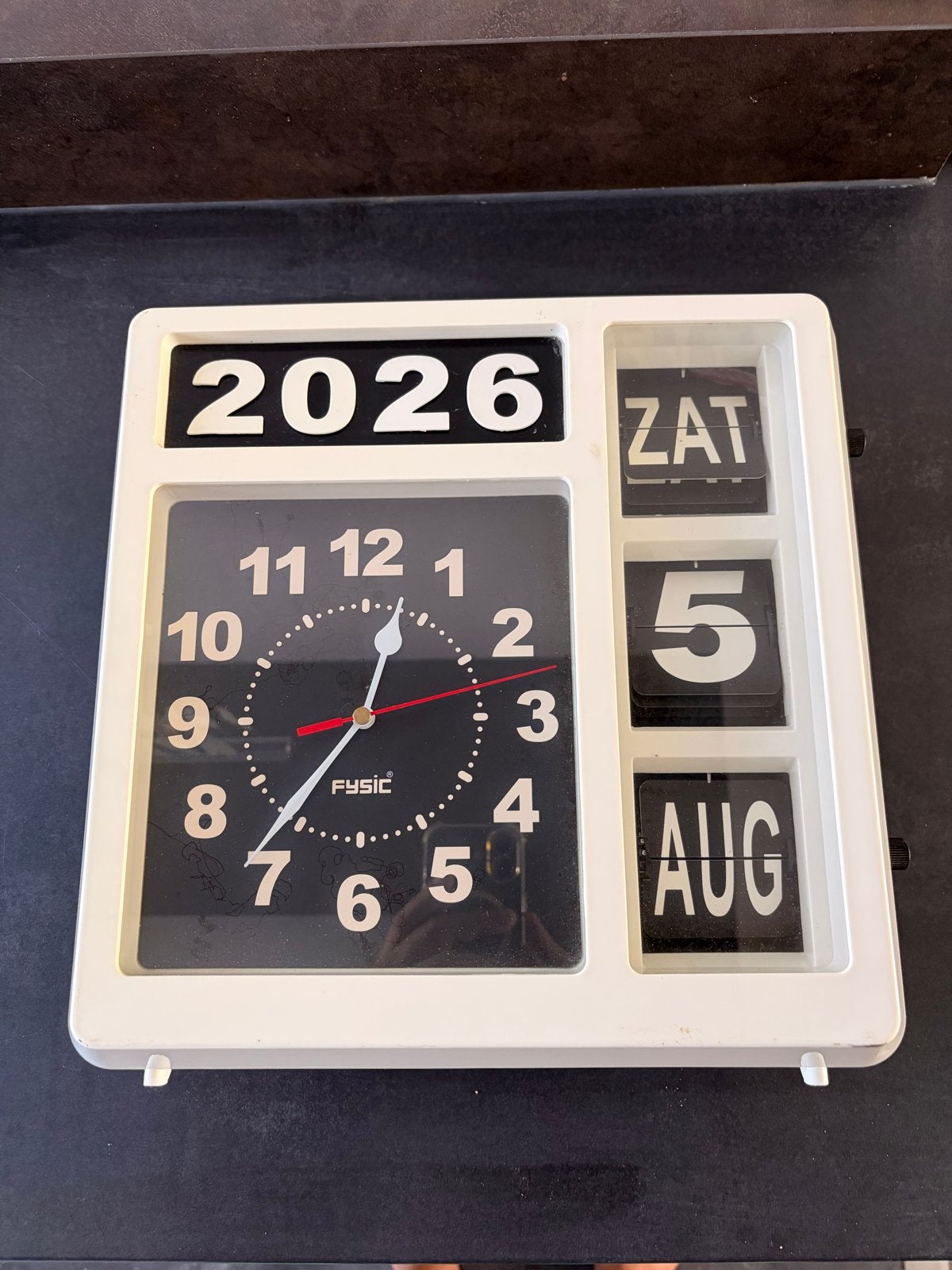 Vintage Fysic wandklok met datum en dag weergave, Ophalen of Verzenden