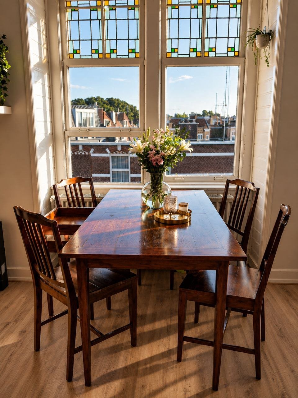 SOLID CHERRY WOOD DINING SET, Huis en Inrichting, Tafels | Eettafels, Ophalen, Rond, 100 tot 150 cm, 50 tot 100 cm
