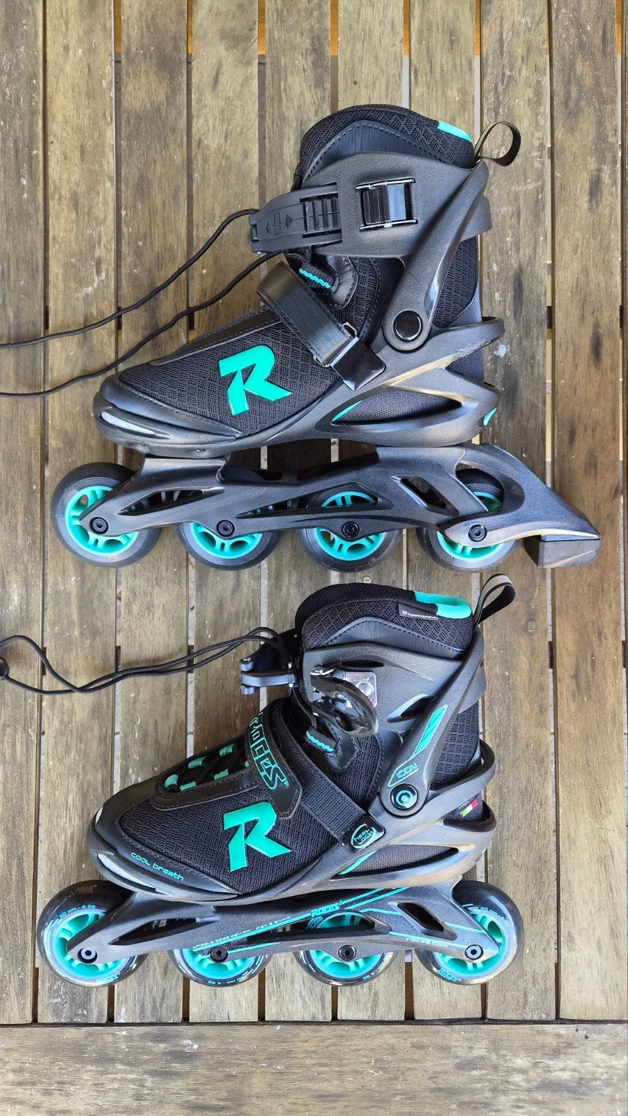 Roces Icon 80 Inline Skates Zwart/Aqua - Maat 40, Sport en Fitness, Skeelers, Ophalen, Inline skates 4 wielen, Verstelbaar, Gebruikt