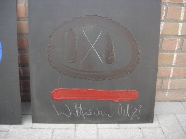 2x Walter van Oel Olieverf op MDF 60 X 60 cm gesigneerd, Abstract, Ophalen of Verzenden, Overige materialen, Acrylverf