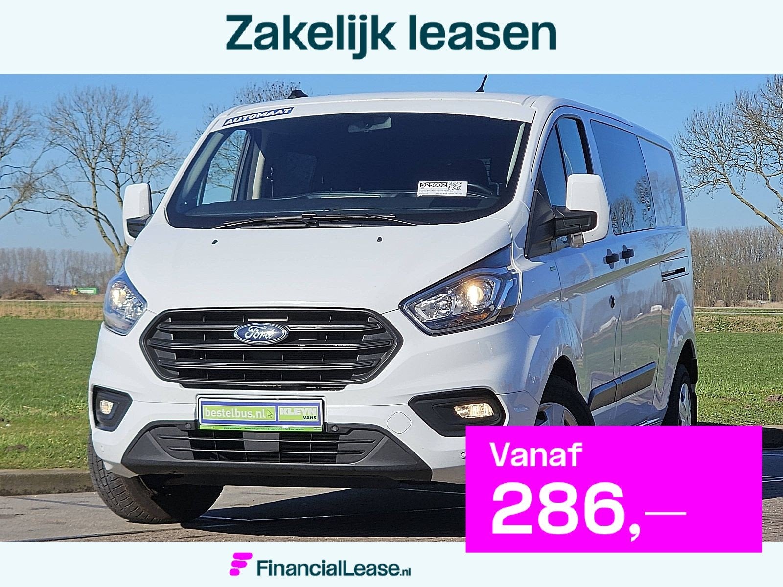FORD TRANSIT CUSTOM 2.0 l2h1 dubbele cabine, 4 cilinders, 1470 kg, Wit, Bedrijf