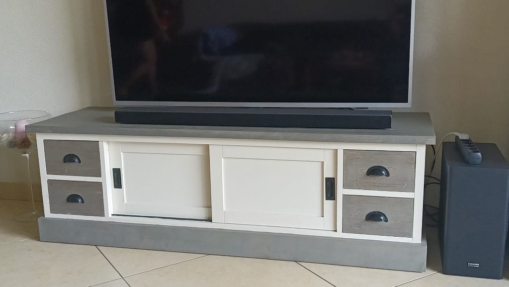 TV meubel dressoir, Ophalen, Landelijk / modren, 100 tot 150 cm, Zo goed als nieuw