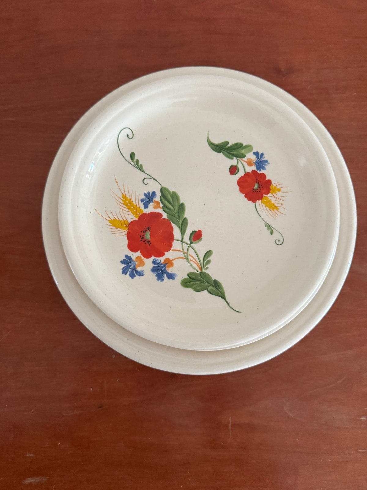 Vintage DDR borden met bloemmotief - Set van 4, Ophalen of Verzenden